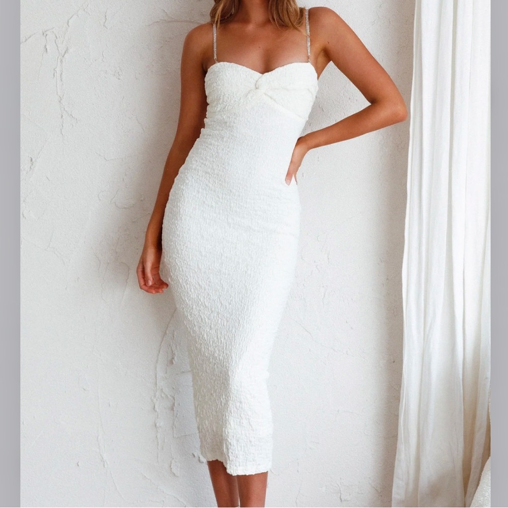 Selfie Leslie Diamante Strap Midi Dress